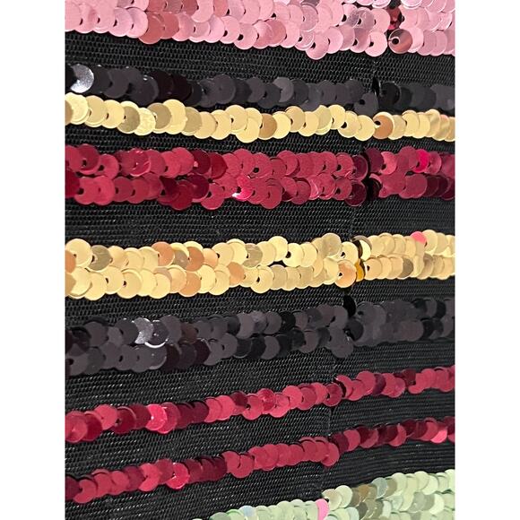 Vince Camuto Rainbow Sequin & Mesh Striped Bodycon Mini Dress Size 2 Glam Party - Picture 4 of 9